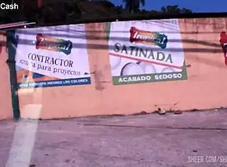 latina teen gives public blowjob outside.