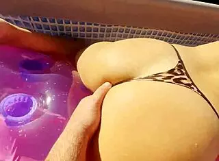 slutty milf had some fun in the pool with deepthroat and facial