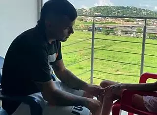 My stepsister feels so horny watching me, craving my big cock in homemade interracial.