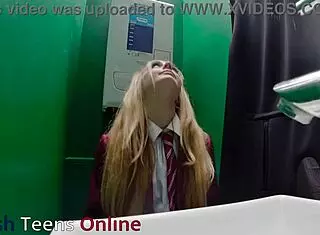 Gloryhole teen 18+ student sucks cock