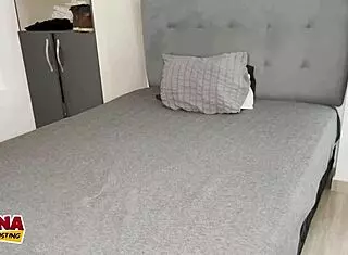 latina porn casting - amateur tiny 18+ latina riding her first big white cock