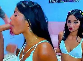 Slutty Stepsisters Give Surprise Blowjob To Stepfather