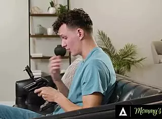 Mommys Boy - Pervert Boy Is Caught Peeking Under Stepmom Richelle Ryans Dress With Camera Toy.