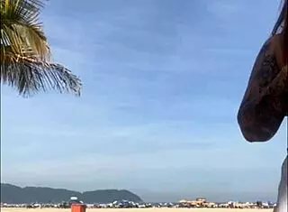 Oh no, these shorts are showing my big pussy at the beach!