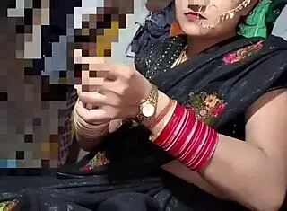 Indian Beautiful Bhabhi in Black Saree