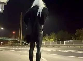 Trans Olivia Flashes on Street