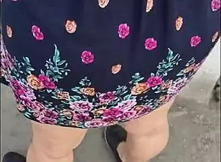 mature teacher in street upskirt humiliation, bent over for not-son. homemade outdoor encounter with big tits exposed.