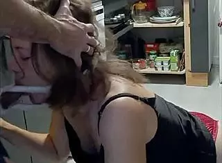 French Amateur in Leather Pants Gets Doggy Style Fucking