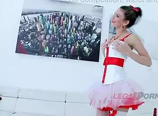 Tight 18+ Slut In Deep Anal Spit-Roasting Gangbang.