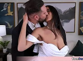 beautiful bride roxie gets sloppy quick fuck in lingerie and heels