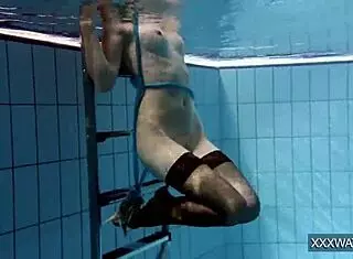 Hot Hungarian Teen 18+ Shaved Pussy Underwater In Pool With Big Tits Petra