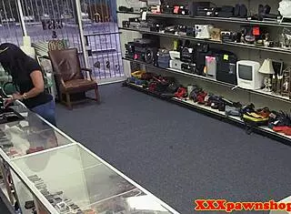 Spex Pawnee Drools on Pawnbroker's Dick Hidden Cam Blowjob Bent Over!