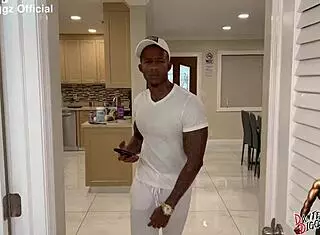 Stephanie love cheats with big black cock, gets creampied while husband bangs door