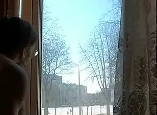 helga bosk risky sex by the window people walking by