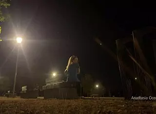 changing clothes in the park and flashing tits