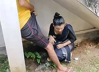 Outdoor cleaning turns into intimate moment with Komal Bhabhi under the stairs