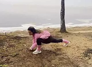 Flexible Girl Gets Banged in Public Forest! So Extreme and Rough.