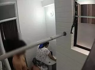 Spying On Spanish Teacher Fucking Her Lover In Public Bathroom