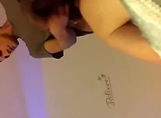 blindfolded old man in a subtle blowjob scene