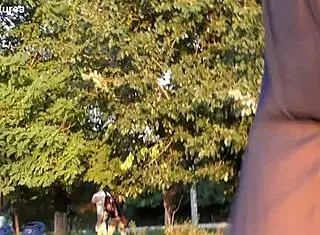 Hairy Mature Flashes In Transparent Outdoor Public Display