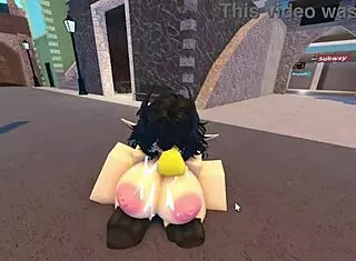 Emma gets banged by three guys on Roblox Whorblox street – intense gangbang action!