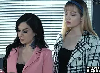 why does the big tits milf borrow her bestie's teen secretary for lesbian sex at work?