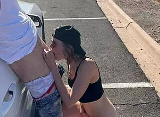 being fucked by two guys bent over the car in the desert