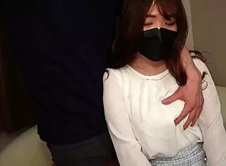Cute asian girl masturbates and rides big tits in homemade video.