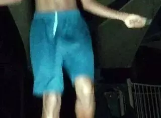 Pretty Athletic Woman Works Out in Park with Father in Law and Uncle