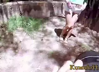 my cute tite pussy turns sloppy after outdoor fun