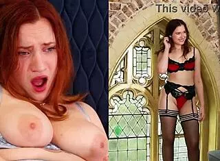 18 Year Old Redhead Victoria Teased by Classmate in Stockings