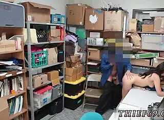 brunette teen in glasses steals and gets hardcore police action 😏