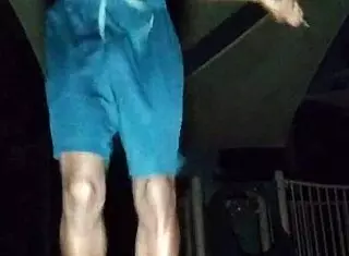 Pretty Athletic Woman Works Out in Park with Father in Law and Uncle