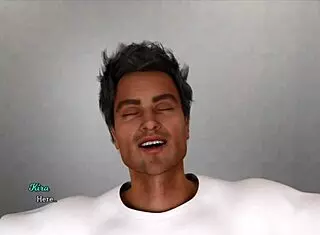 Brunette with big tits dives into erotic game action with Robin and Kira