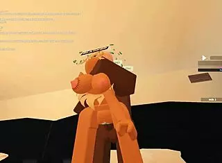 Petite Girl Deepthroats Monster Cock In Rough Roblox-Inspired Scene