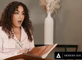 Ember Snow lures therapist for 3-way with husband