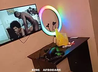 African bbw uses dildo for sex