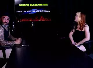 Gostosa Performs Sensual Striptease, Shows Beautiful Tits, Talks About Not Having Sex, Chats with Presenter - Middy Watch on Sheer Red