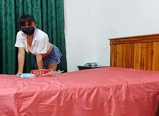 student plays with adult toy massaging vagina