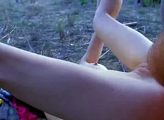 Skinny chick gets banged outdoors moaning