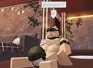 Cute blonde boy enjoys one on one time with a soldier girl