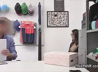 big tit thief milf gets fucked in the office backroom