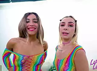 Sex Competition with Two Skinny Latinas Testing Naughtiest Moves