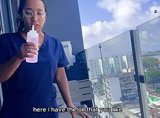 What are you doing, stepmom? Bent over for passionate massage