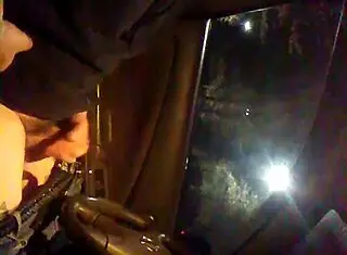 Guy jerks off alone in his car during outdoor solo session.