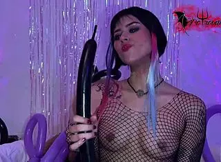 Look At This Emo Slut Playing With Balloons!