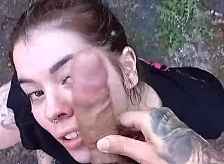 Blowjob And Cum In The Backyard!