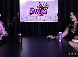 Gabriella Gushi and Tifany Rocha engage in bisexual swingers sex with dirty talk and massage