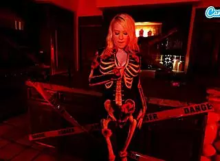 Big Natural Tits Blonde Experiences Intense Orgasm in Costume