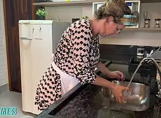 friends enjoy brazilian blonde milf with big tits in interracial double penetration on couch